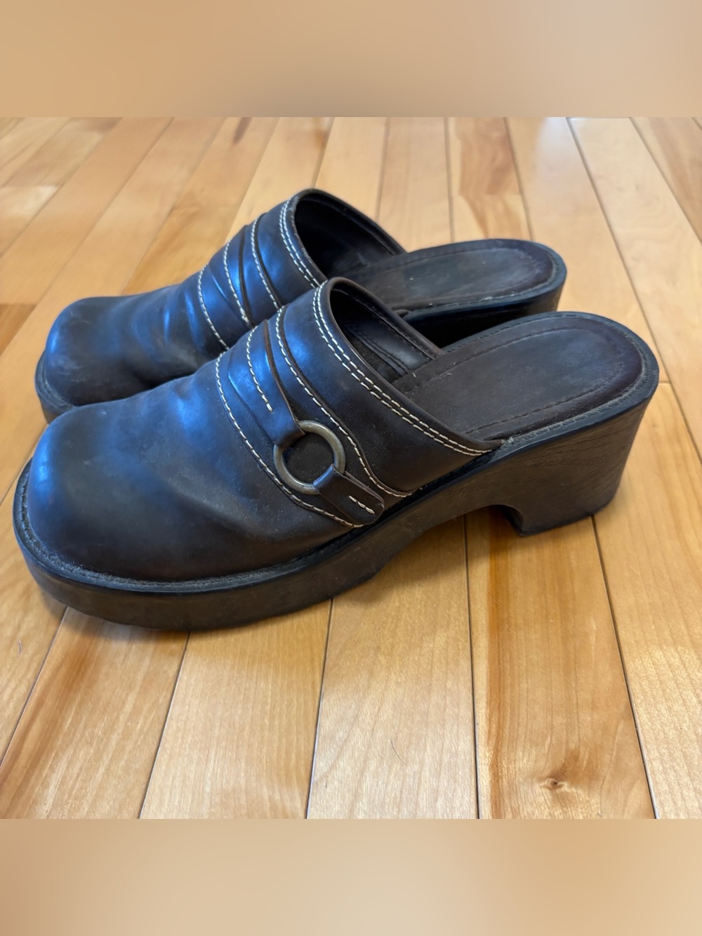 Y2K Chunky Platform Clog Brown Size 9 90s Vintage Lower Eastside Girlhoodcore